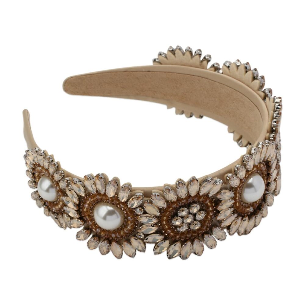 4462 Baroque Crystal Flower Headband Big Wide Chunky Rhinestone Bead - Picture 6 of 6